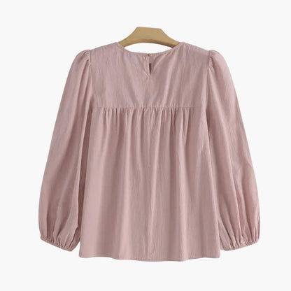 Elise | Women's Long Sleeve Round Neck Flowy Blouse