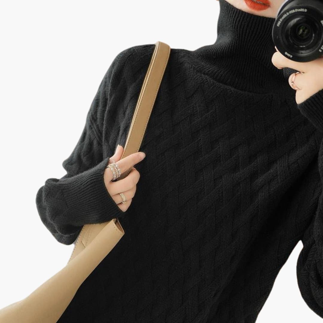 Marlowe | Women's Cable Knit Turtleneck Oversized Sweater
