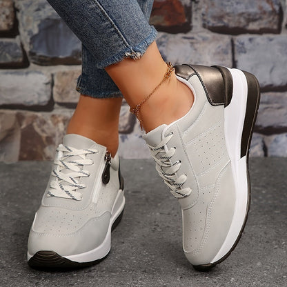 Verena | Women's Wedge Lace Up Zip Trainer Sneaker