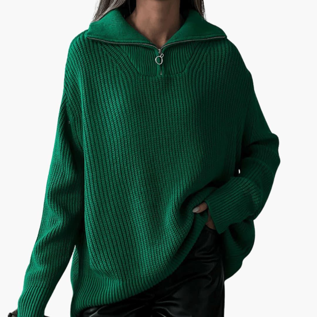 Marlowe | Women's Half-Zip Ribbed Oversized Knit Jumper