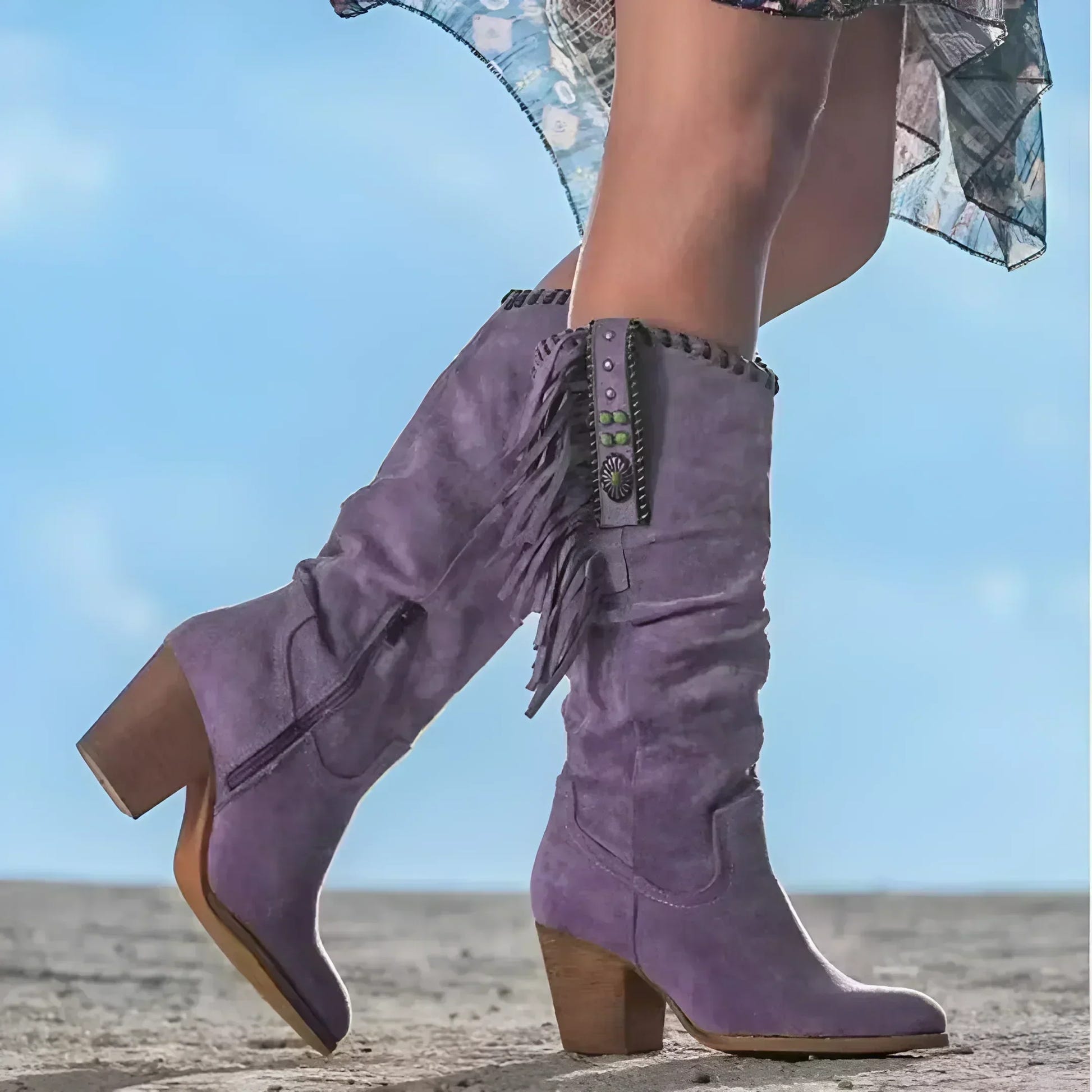 Marisette | Women's Western Fringe Suede Knee High Boot
