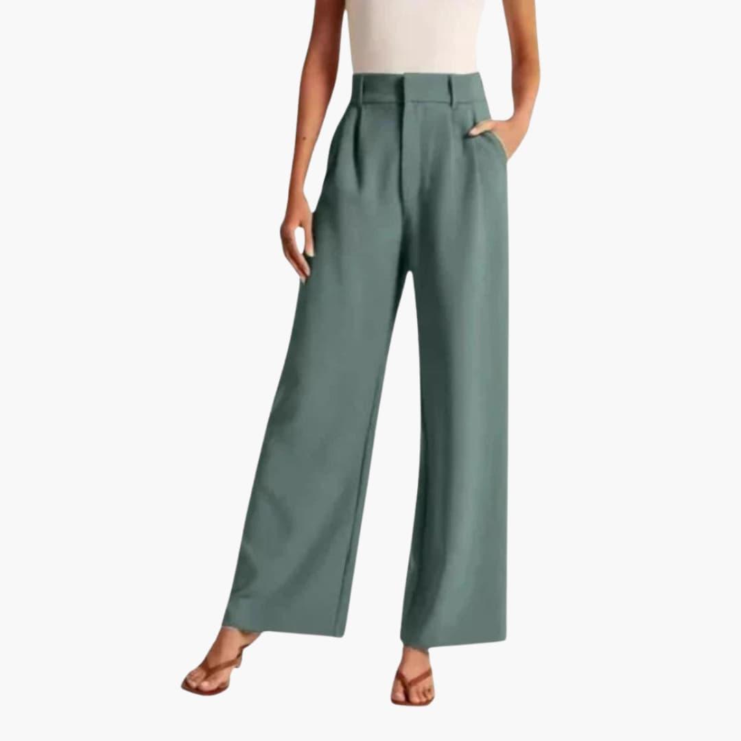 Marlowe | Women's High-Waisted Wide-Leg Pleated Tailored Trousers