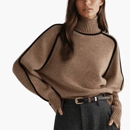 Marlowe | Women's Turtleneck Contrast Trim Relaxed Fit Jumper