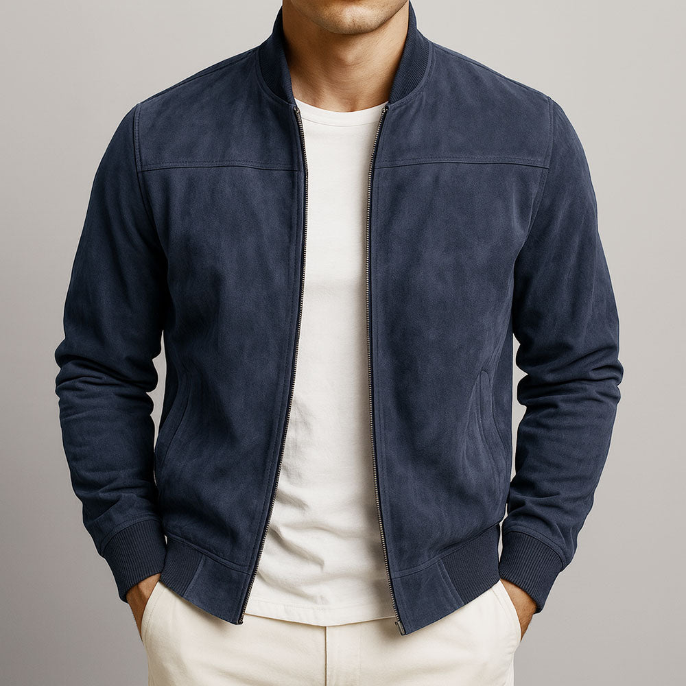 Foxton | Men's Suede-Textured Bomber Zip-Up Jacket