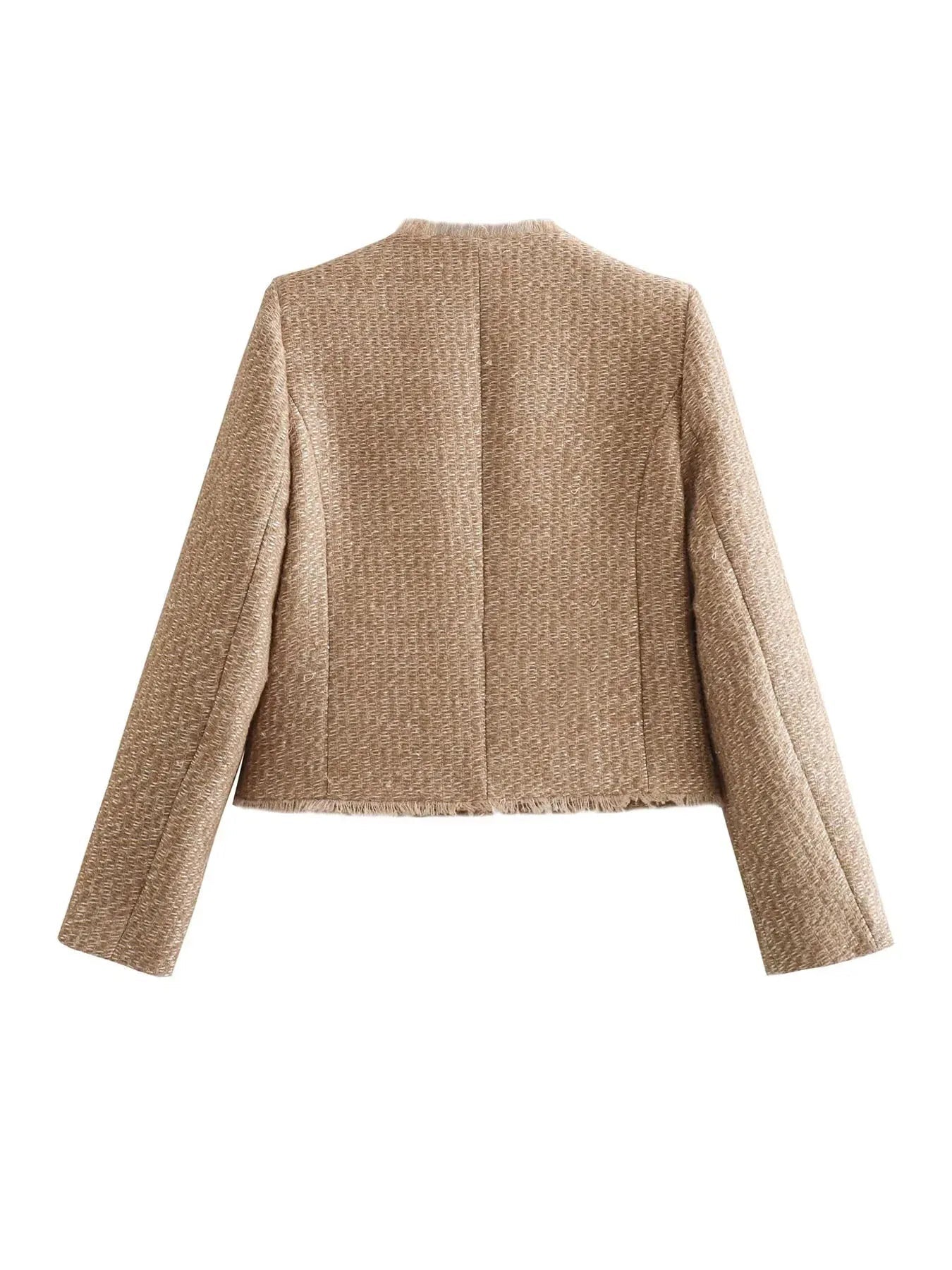 Rosaria | Women's Tweed Cropped Button-Front Blazer Jacket