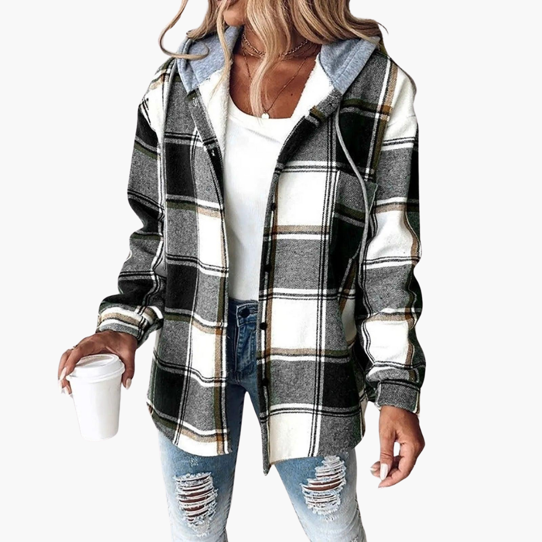 Sienna | Women's Plaid Hooded Button-Up Shacket
