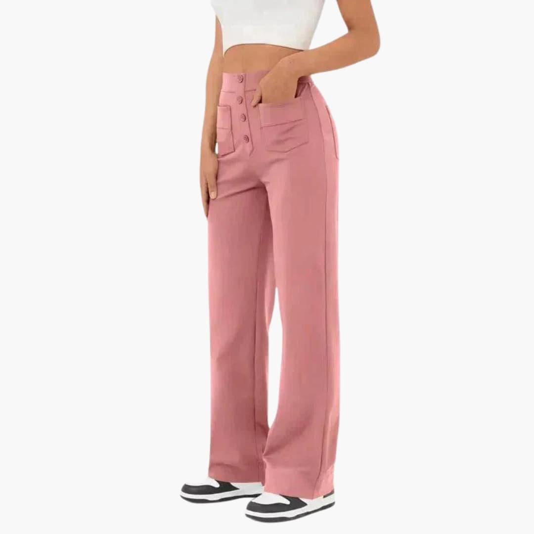 Marlowe | Women's High Waisted Wide Leg Button Front Trousers