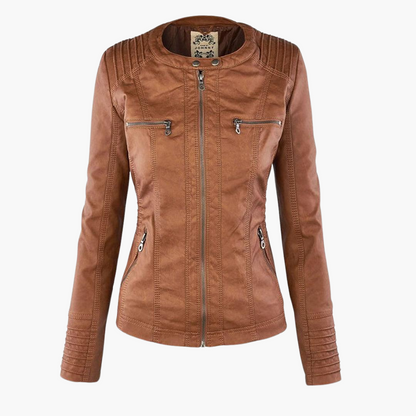 Harper | Women's Faux Leather Hooded Zip-Up Jacket