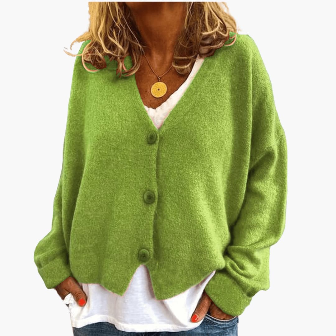 Marlowe | Women's Knitted Button-Up V-Neck Long Sleeve Cardigan