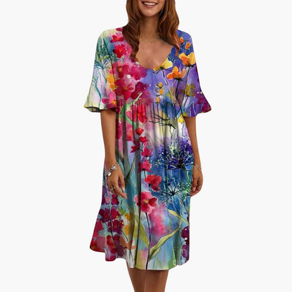 Sienna | Women's Boho Floral Flutter Sleeve Midi Dress