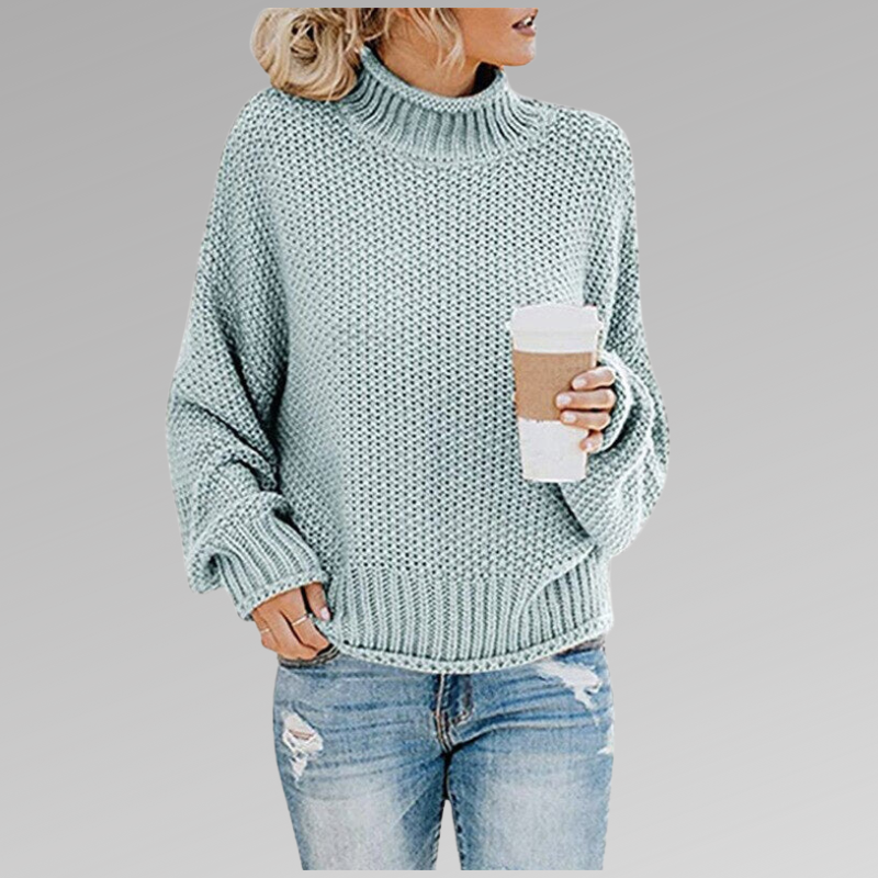 Marlowick | Women's Turtleneck Chunky Knit Oversized Long Sleeve Sweater
