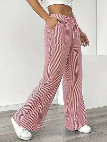 Marlowe | Women's Striped Wide-Leg Drawstring Beach Trousers