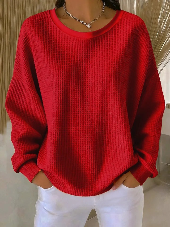 Marlowen | Women's Waffle Knit Oversized Long Sleeve Jumper