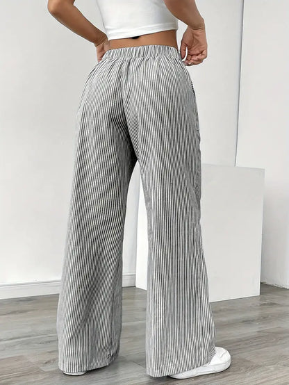Marlowe | Women's Striped Wide-Leg Drawstring Beach Trousers