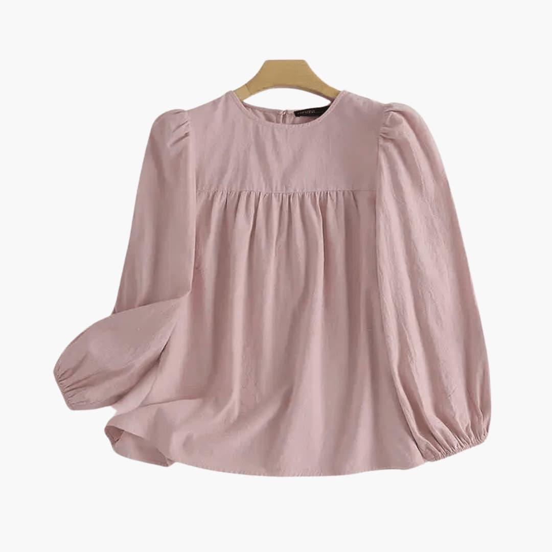 Elise | Women's Long Sleeve Round Neck Flowy Blouse