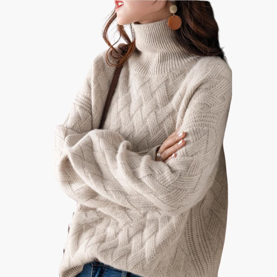 Marlowe | Women's Cable Knit Turtleneck Oversized Sweater