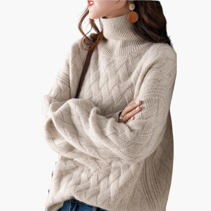 Marlowe | Women's Cable Knit Turtleneck Oversized Sweater