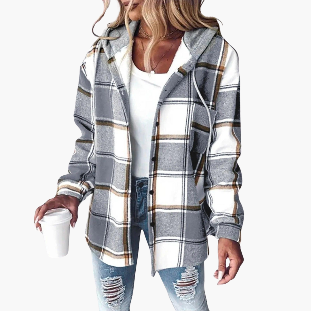 Sienna | Women's Plaid Hooded Button-Up Shacket