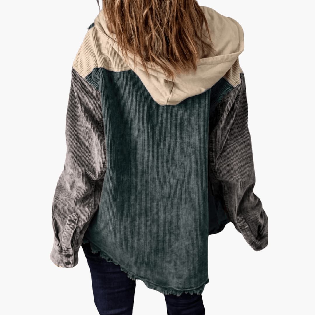 Marlowe | Women's Colour Block Corduroy Button-Up Oversized Jacket
