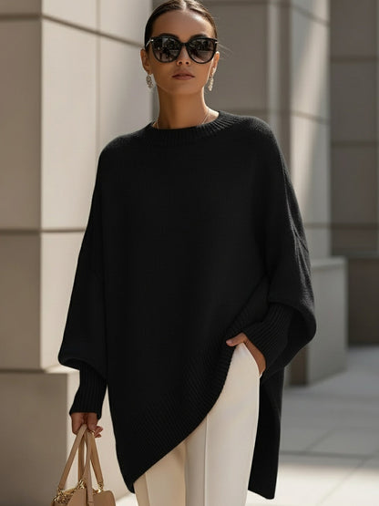 Rosalind | Women's Oversized Draped Asymmetric Knitted Jumper