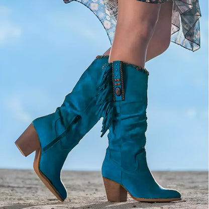 Marisette | Women's Western Fringe Suede Knee High Boot
