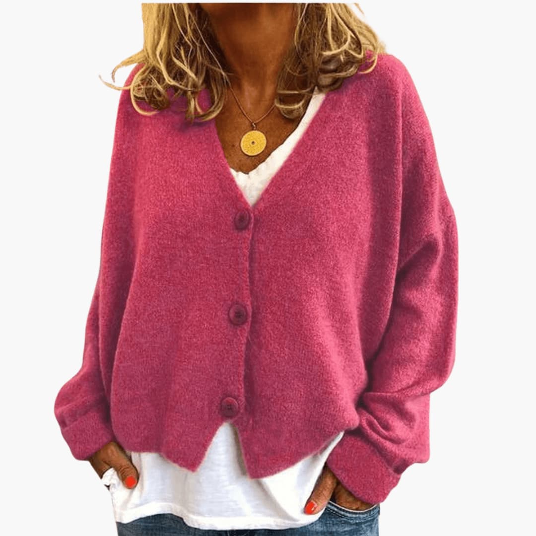 Marlowe | Women's Knitted Button-Up V-Neck Long Sleeve Cardigan