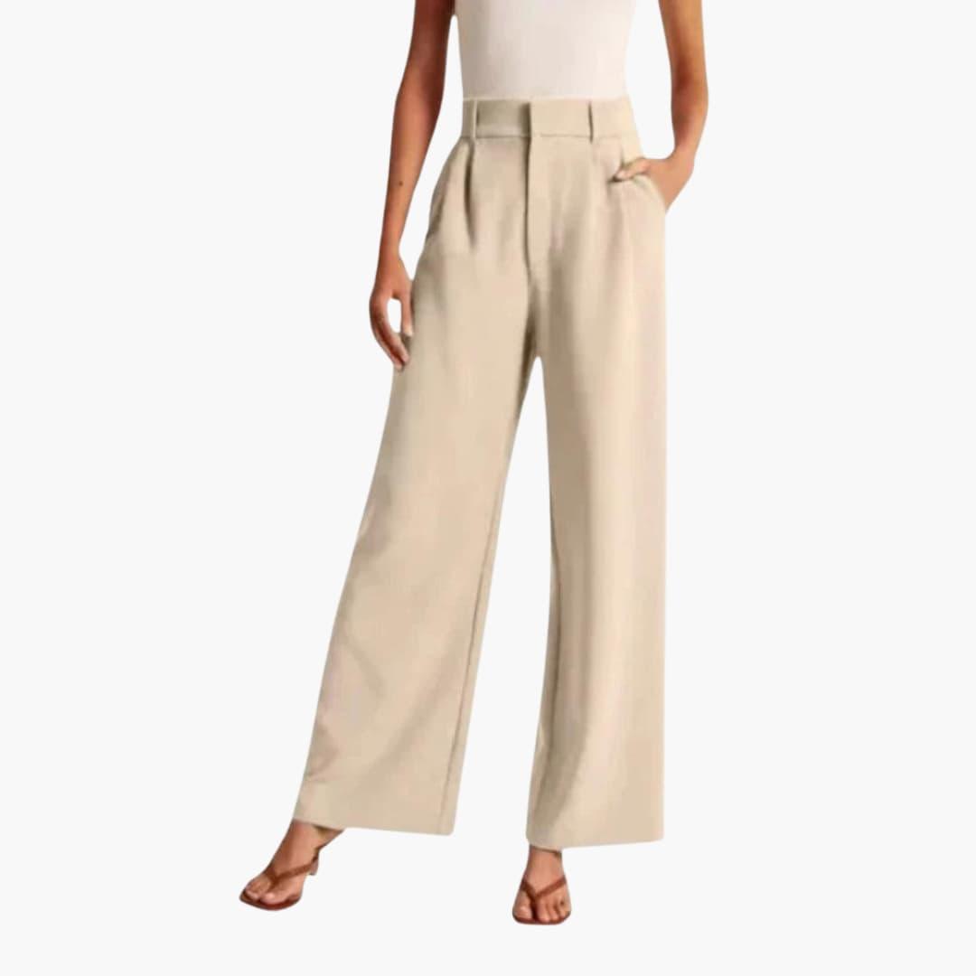 Marlowe | Women's High-Waisted Wide-Leg Pleated Tailored Trousers