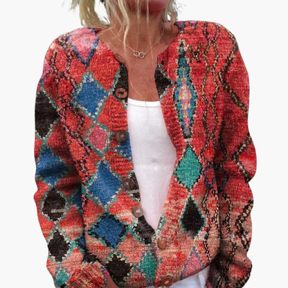 Delphine | Women's Floral Button-Up Long Sleeve Knit Cardigan