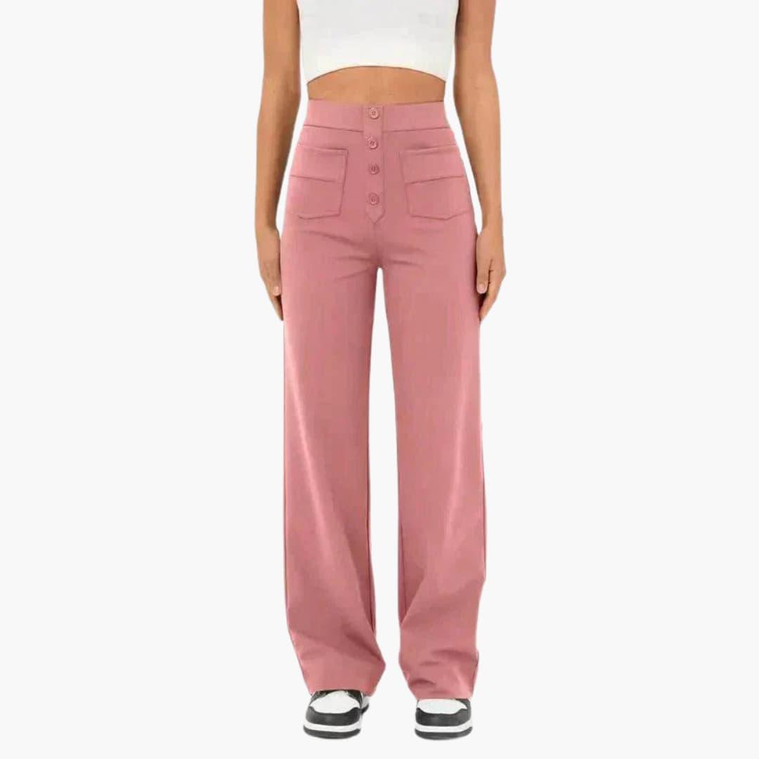 Marlowe | Women's High Waisted Wide Leg Button Front Trousers