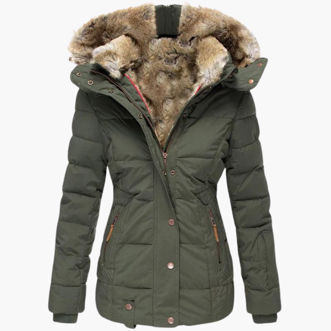 Elara | Women's Hooded Fur-Lined Slim Fit Winter Parka Jacket