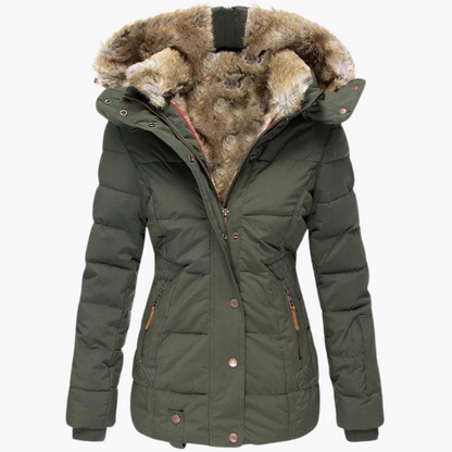 Elara | Women's Hooded Fur-Lined Slim Fit Winter Parka Jacket