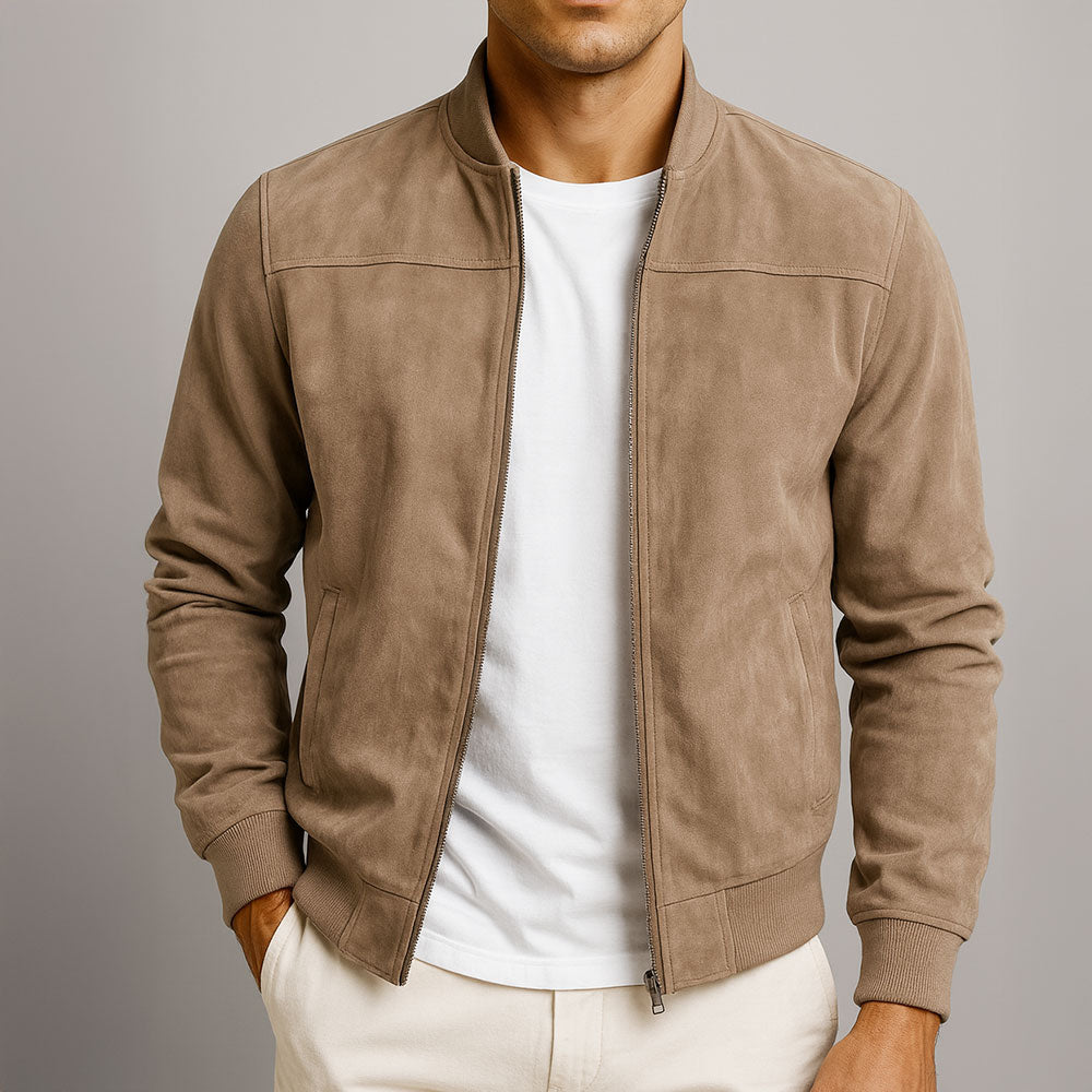 Foxton | Men's Suede-Textured Bomber Zip-Up Jacket