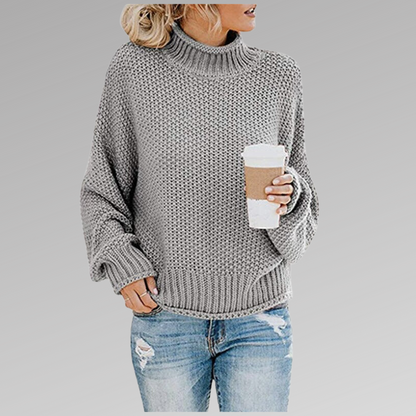 Marlowick | Women's Turtleneck Chunky Knit Oversized Long Sleeve Sweater