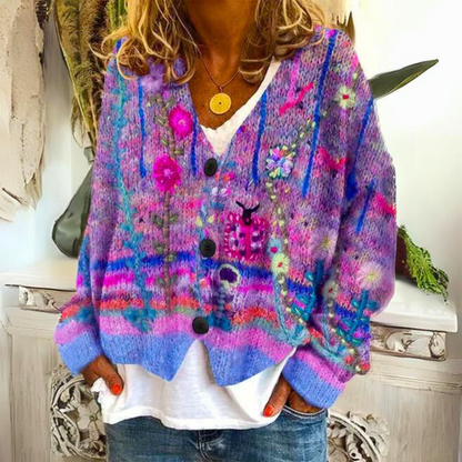 Marlena | Women's Bohemian Floral Embroidered Cardigan