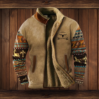Grayson | Men's Western Aztec Print Zip-Up Fleece Jacket
