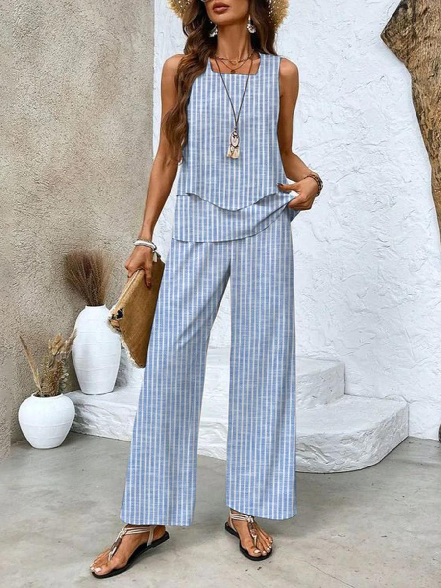 Abigail | Women's Two-Piece Sleeveless Wide Leg Summer Co-Ord Set