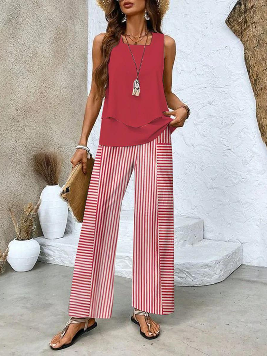 Abigail | Women's Two-Piece Sleeveless Wide Leg Summer Co-Ord Set