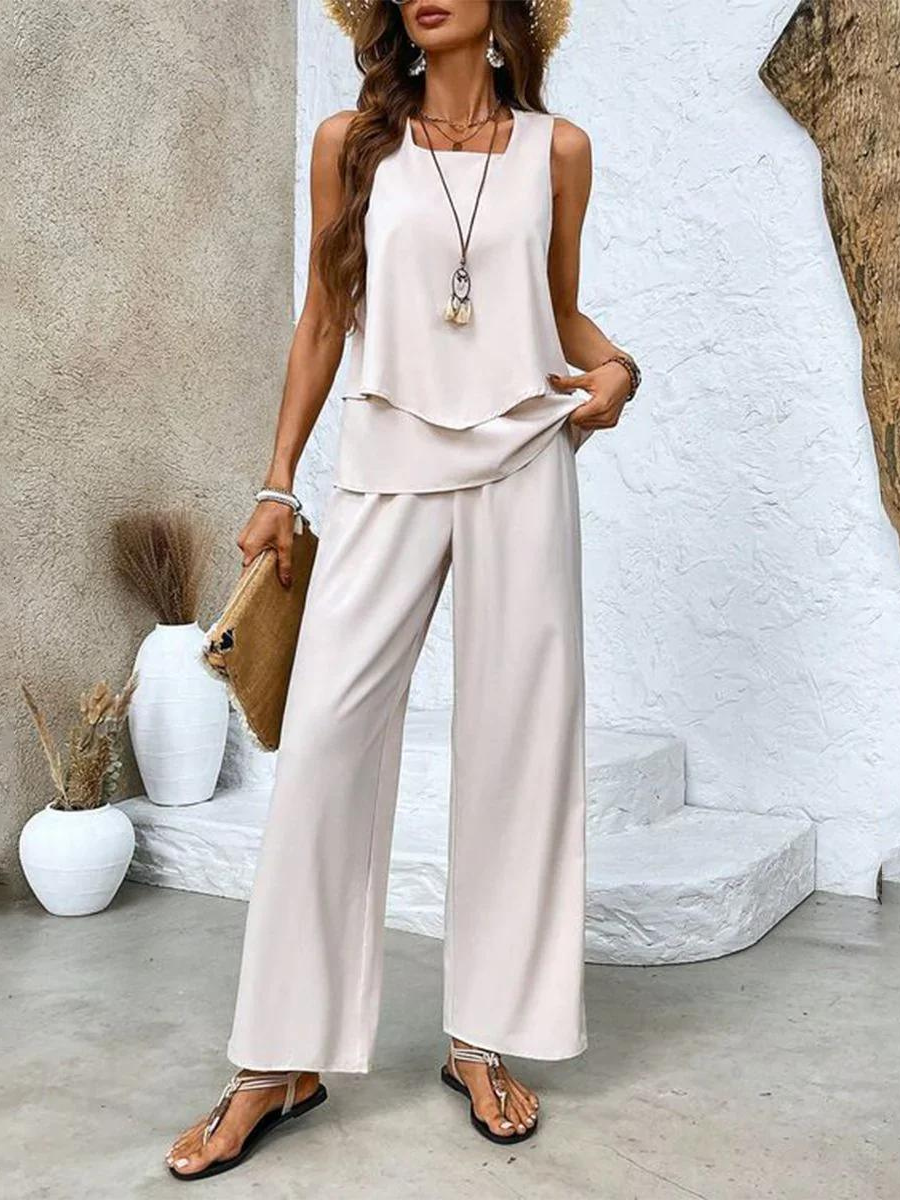Abigail | Women's Two-Piece Sleeveless Wide Leg Summer Co-Ord Set