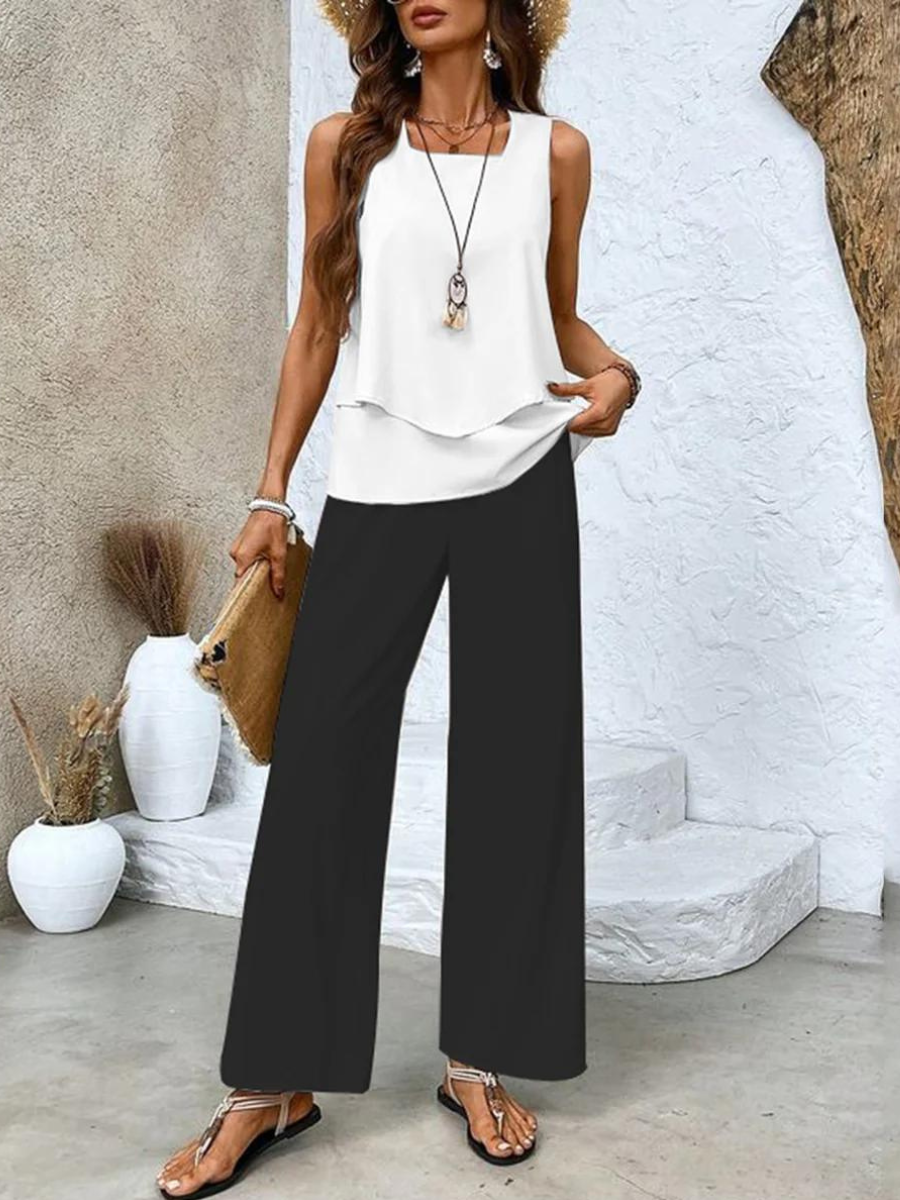 Abigail | Women's Two-Piece Sleeveless Wide Leg Summer Co-Ord Set