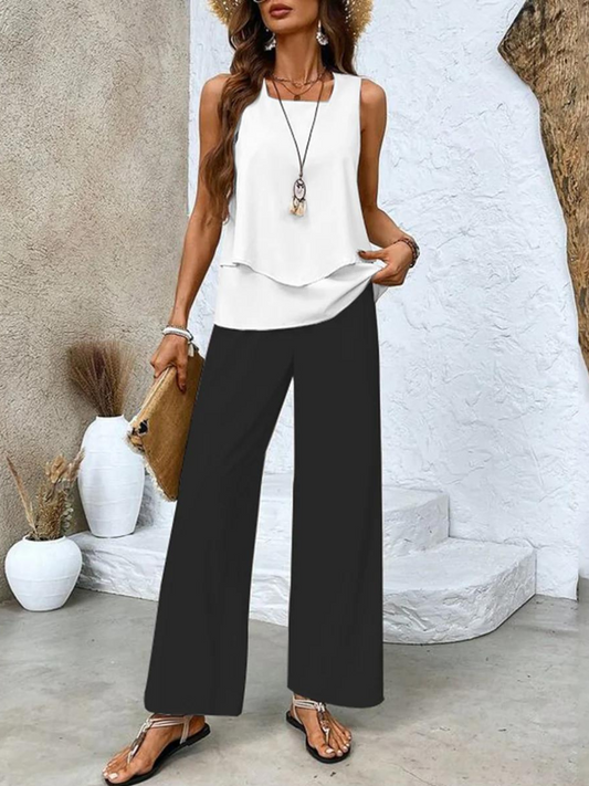 Abigail | Women's Two-Piece Sleeveless Wide Leg Summer Co-Ord Set