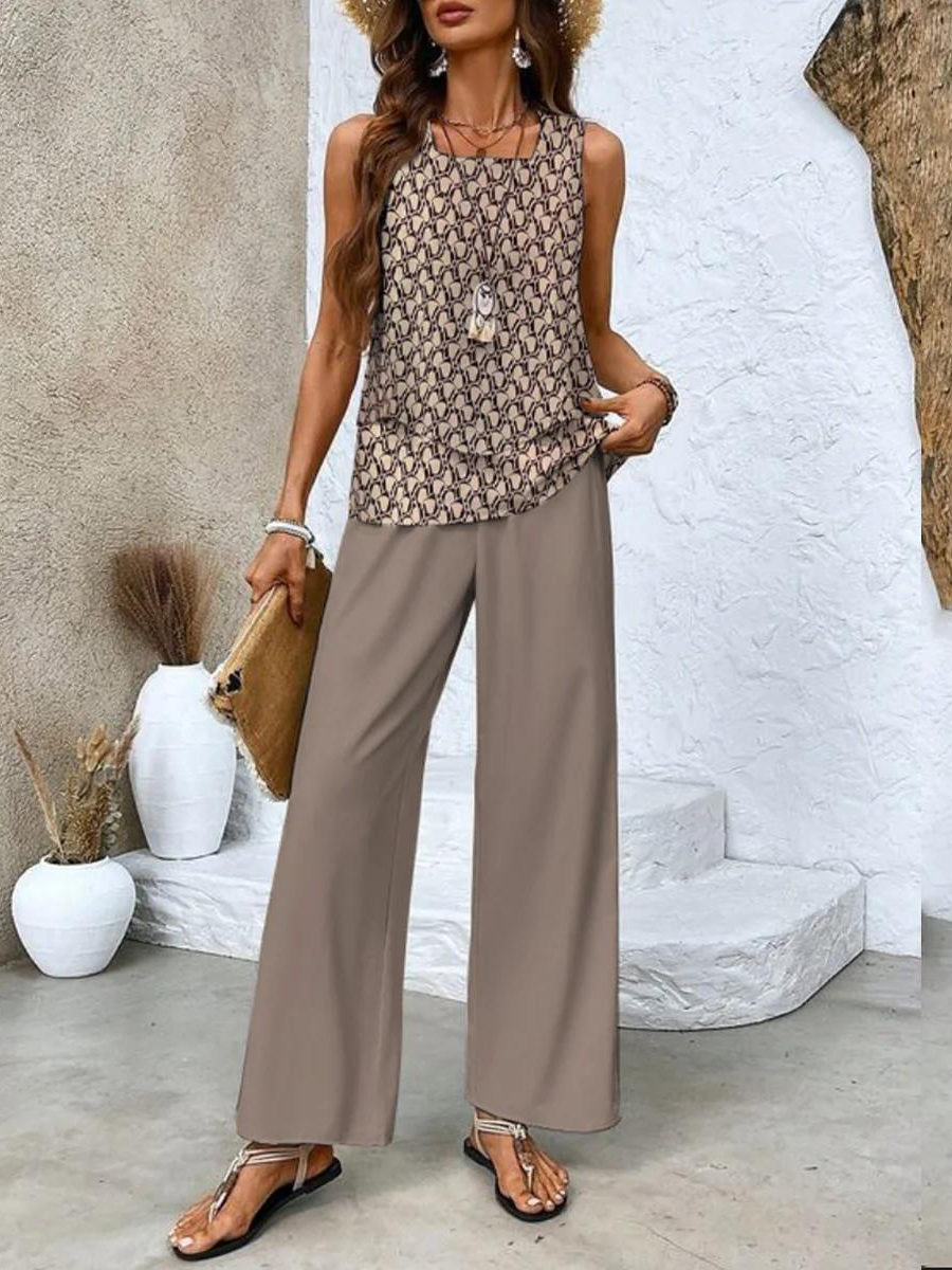 Abigail | Women's Two-Piece Sleeveless Wide Leg Summer Co-Ord Set