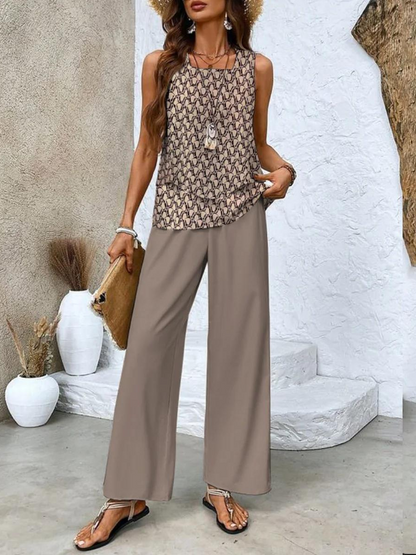 Abigail | Women's Two-Piece Sleeveless Wide Leg Summer Co-Ord Set
