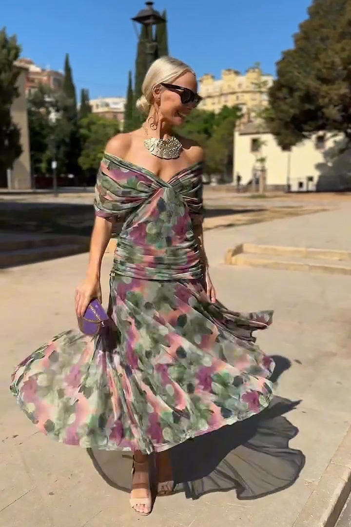 Philippa | Women's Elegant V Neck Chiffon Pleated Wedding Guest Maxi Dress