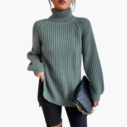Elowen | Women's Chunky Knit Turtleneck Oversized Jumper