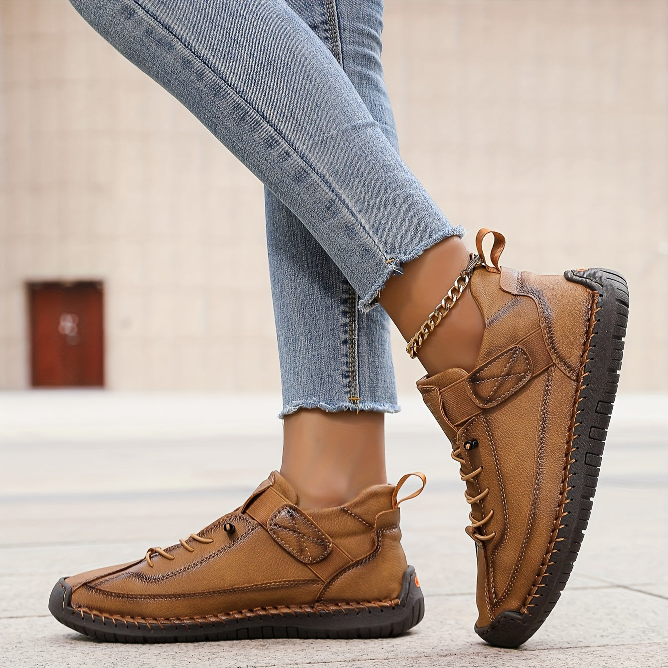 Tamsin | Women's Stitch Detail Lace Up Comfortable Flat Sneaker