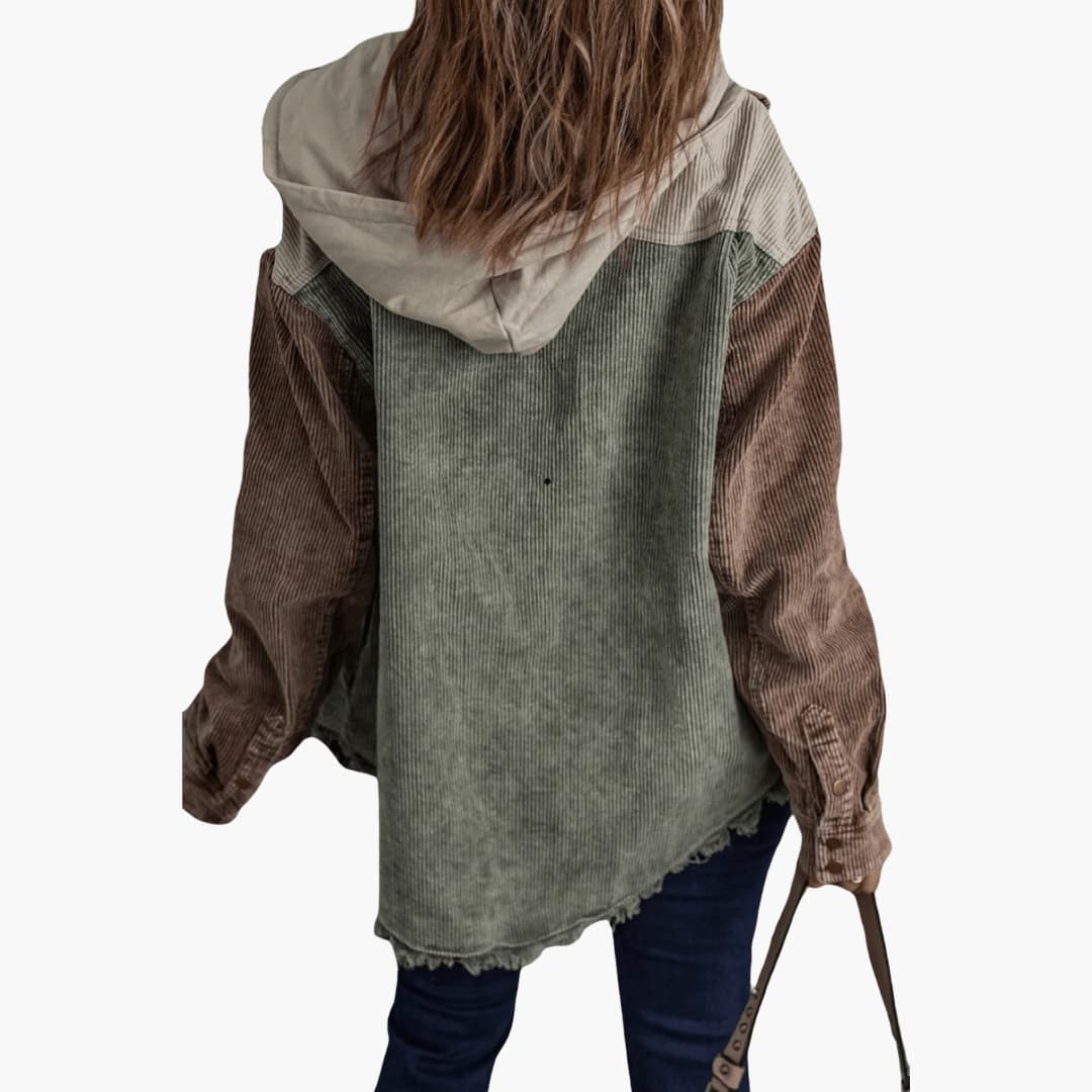 Marlowe | Women's Colour Block Corduroy Button-Up Oversized Jacket