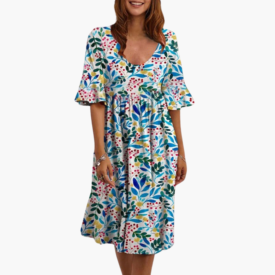 Sienna | Women's Boho Floral Flutter Sleeve Midi Dress