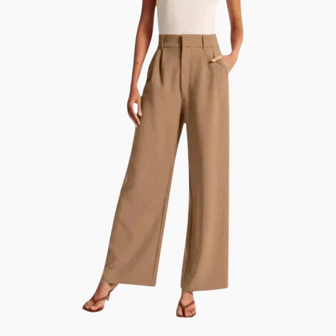 Marlowe | Women's High-Waisted Wide-Leg Pleated Tailored Trousers