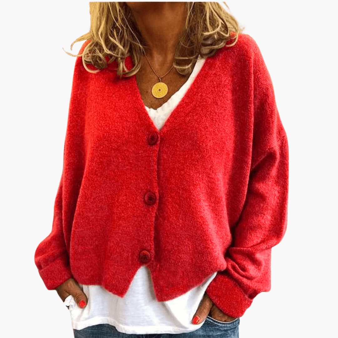 Marlowe | Women's Knitted Button-Up V-Neck Long Sleeve Cardigan