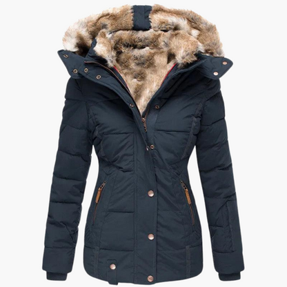 Elara | Women's Hooded Fur-Lined Slim Fit Winter Parka Jacket